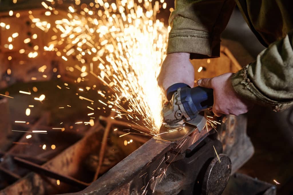 Grinding metal in the factory