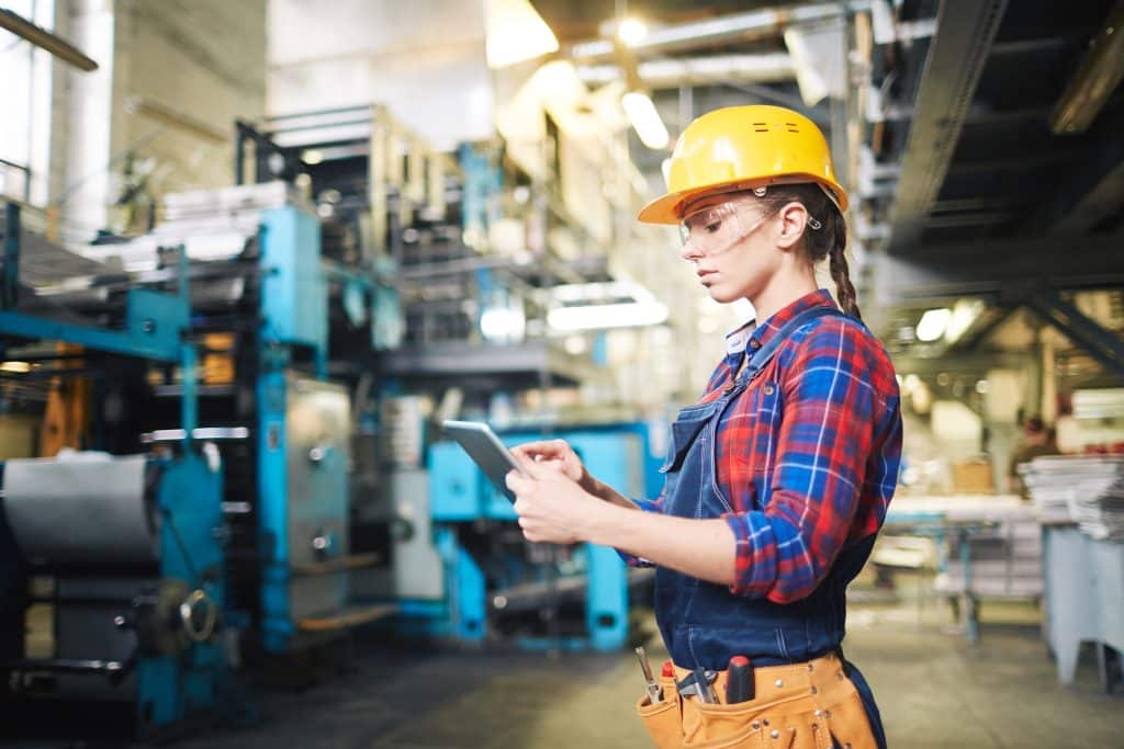 worker using a touchpad