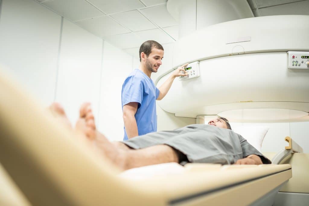 Patient and nurse during an MRI