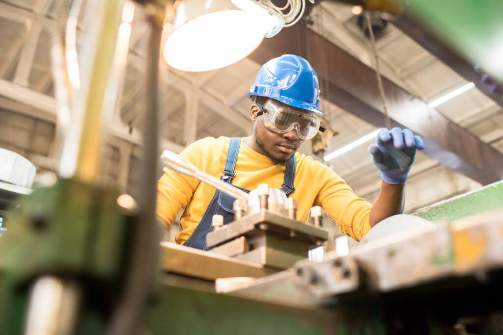 manufacturing worker with laser chiller