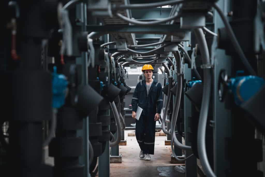 engineer checking industrial chiller system