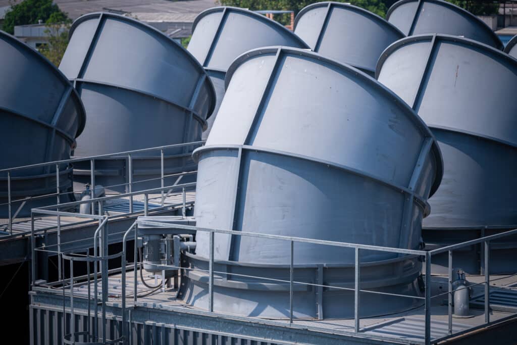 engineer checking industry cooling tower